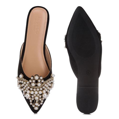 Embellished Delicate Pearl Mules