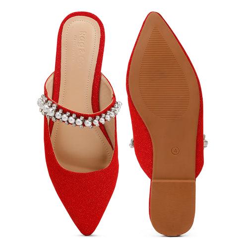 Mary Jane Cut-out Embellished Mules