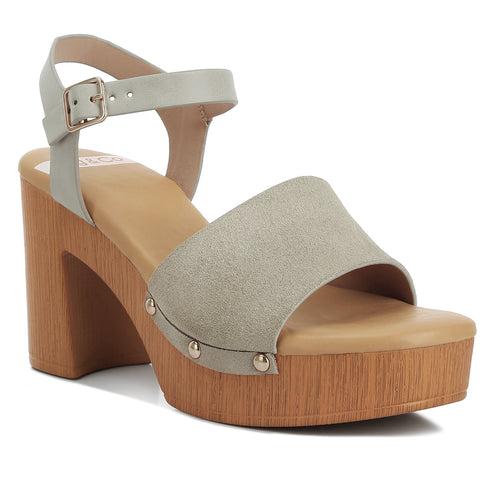 Suede High Block Sandals