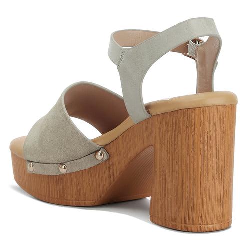 Suede High Block Sandals