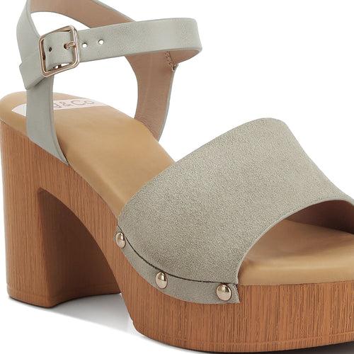 Suede High Block Sandals