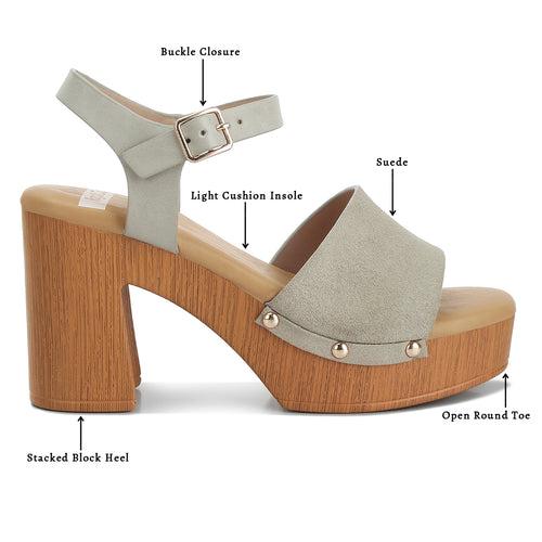 Suede High Block Sandals