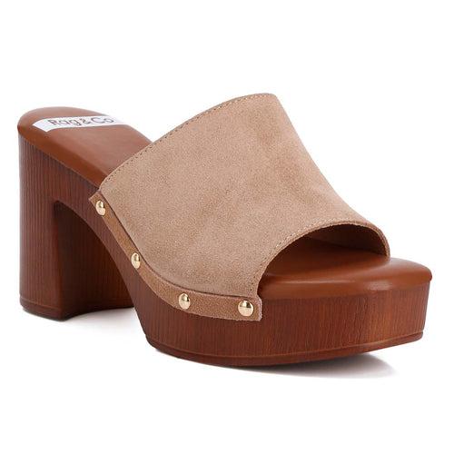 Suede High Block Heel Clogs