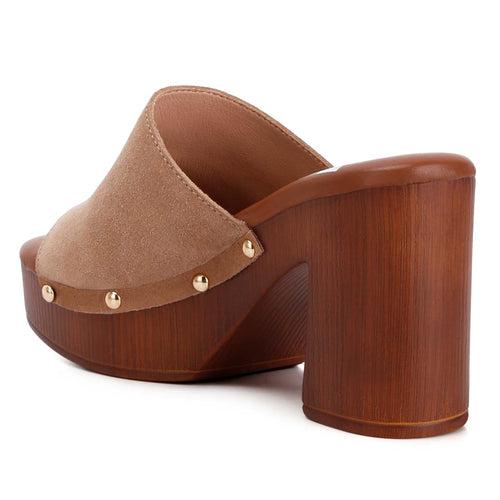 Suede High Block Heel Clogs