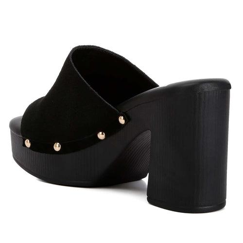 Suede High Block Heel Clogs