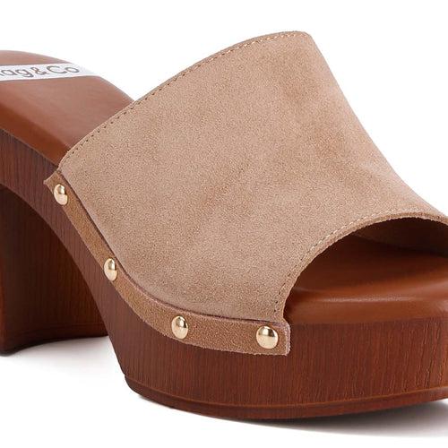 Suede High Block Heel Clogs