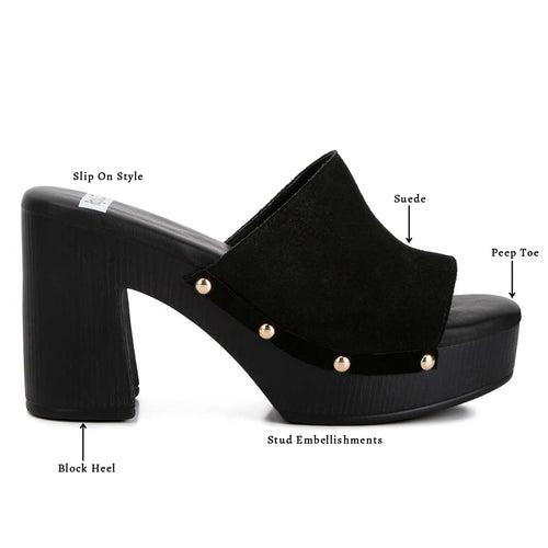 Suede High Block Heel Clogs