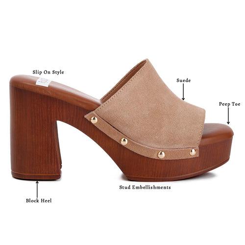 Suede High Block Heel Clogs