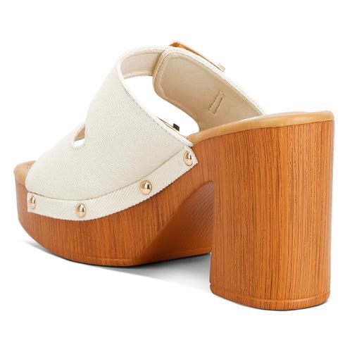 Buckle Straps High Block Heel Clogs