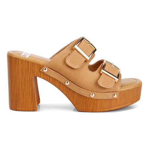 Buckle Straps High Block Heel Clogs