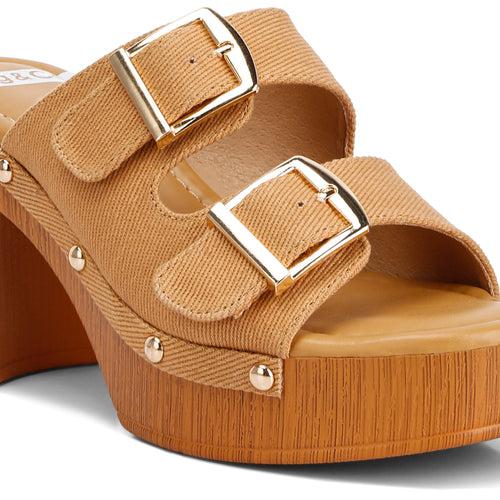 Buckle Straps High Block Heel Clogs