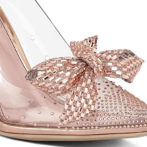 Rhinestones Embellished Clear Pump Shoes