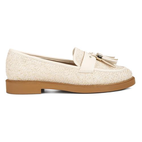 Tassle Detail Raffia Loafers