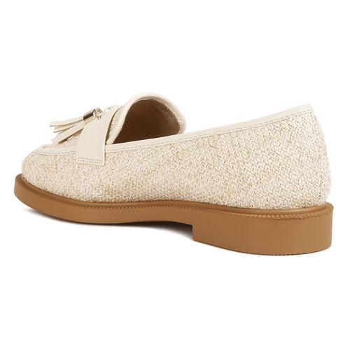 Tassle Detail Raffia Loafers