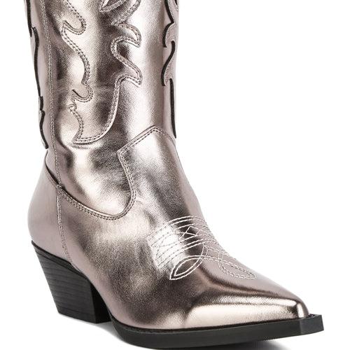 Pewter Metallic Cowboy Boots