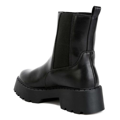 Faux Leather Elasticated Chelsea Boots