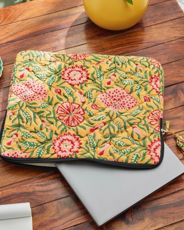 Mustard Fields Block Print Laptop Sleeve