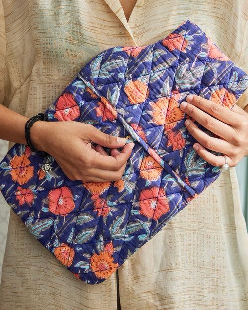 Blue Poppy Leher Hot Water Bag Cover