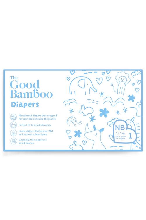 Bamboo Diapers - XS/NewBorn (3-5 Kgs) - Tape Style - 34 Diapers