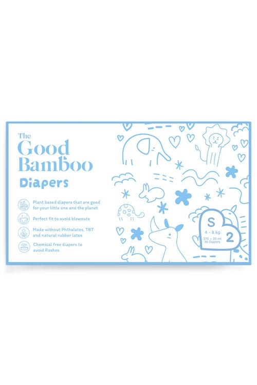 Bamboo Diapers - Small Size (4-8 Kgs) - Tape Style - 36 Diapers