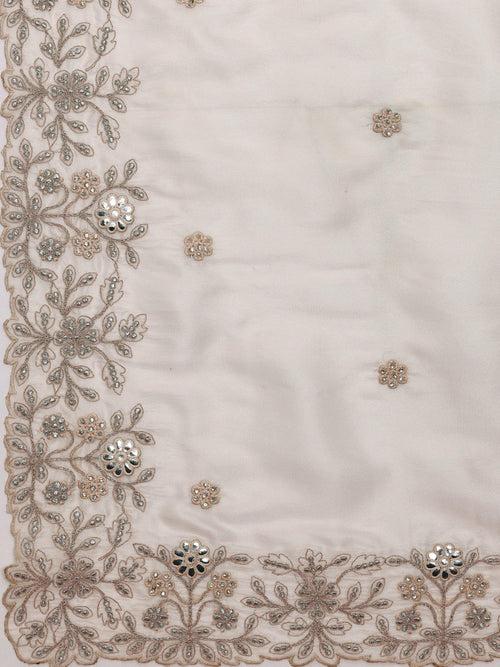 Libas Art Beige Embroidered Silk Blend Saree With Unstitched Blouse Piece