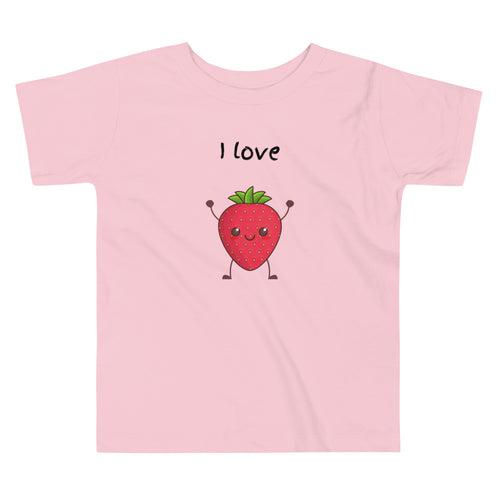 I Love Strawberry - Toddler Short Sleeve Tee