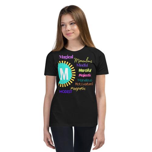 Positive words Name Letter M - Youth Short Sleeve T-Shirt