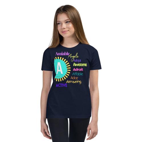 Positive words Name Letter A-  T-Shirts - Youth Short Sleeve T-Shirt