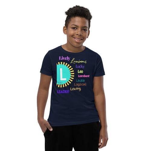 Positive words Name Letter L - Youth Short Sleeve T-Shirt
