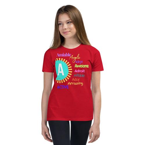 Positive words Name Letter A-  T-Shirts - Youth Short Sleeve T-Shirt