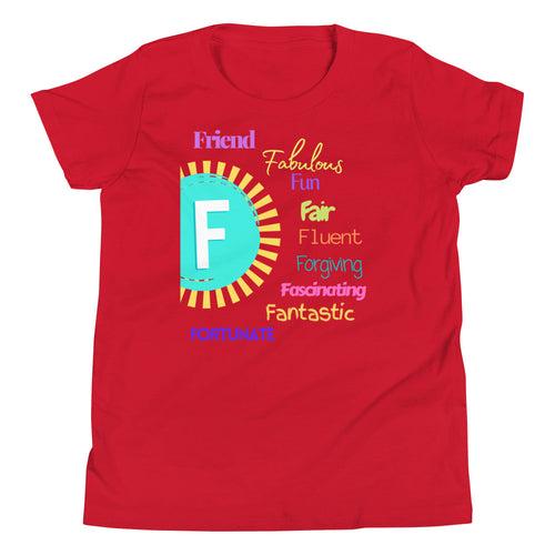 Positive words Name Letter F - Youth Short Sleeve T-Shirt