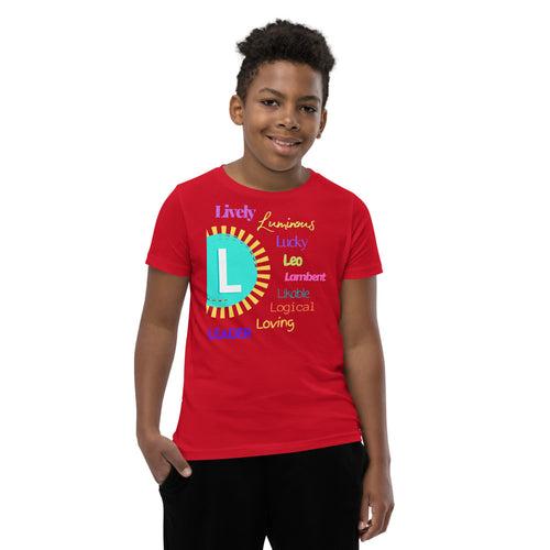 Positive words Name Letter L - Youth Short Sleeve T-Shirt