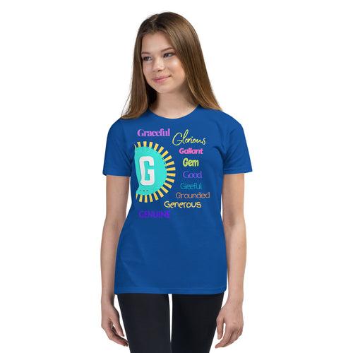 Positive words Name Letter G - Youth Short Sleeve T-Shirt