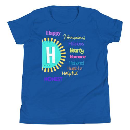 Positive words Name Letter H - Youth Short Sleeve T-Shirt