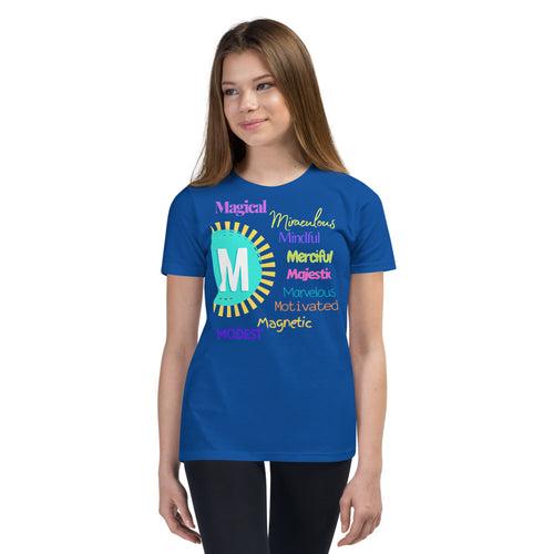 Positive words Name Letter M - Youth Short Sleeve T-Shirt