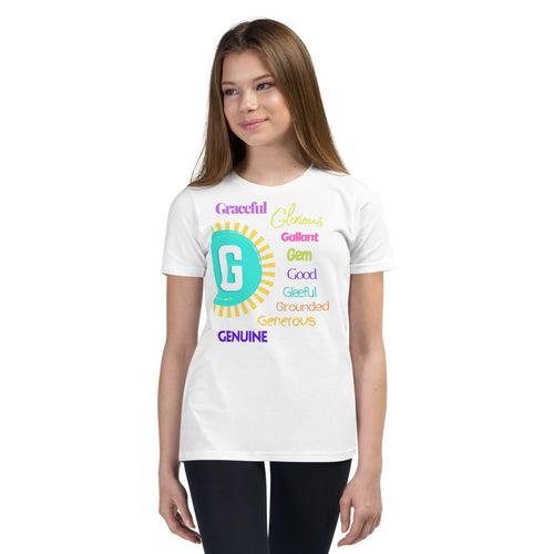 Positive words Name Letter G - Youth Short Sleeve T-Shirt