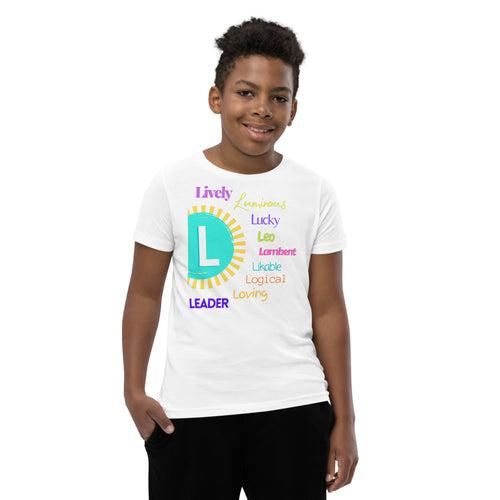 Positive words Name Letter L - Youth Short Sleeve T-Shirt