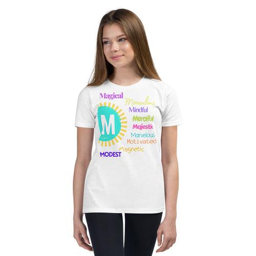 Positive words Name Letter M - Youth Short Sleeve T-Shirt