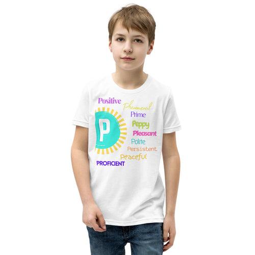 Positive words Name Letter P - Youth Short Sleeve T-Shirt