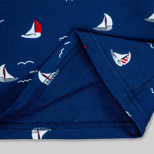 Blue Hosiery Nautical Printed Co-ord Set For Boys