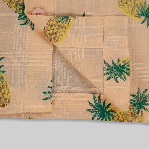 Peach Cotton Pineapple Printed Sleepwear For Boys