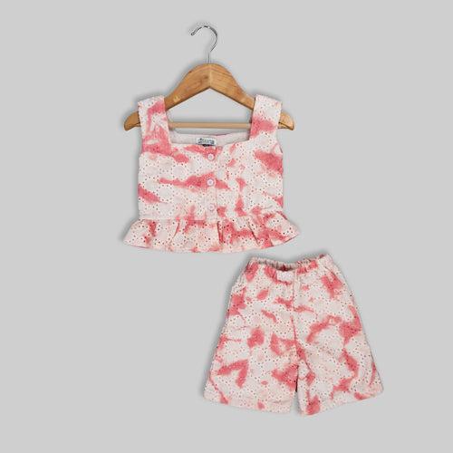 Pink Cotton Hakoba Co-ord Set For Girls