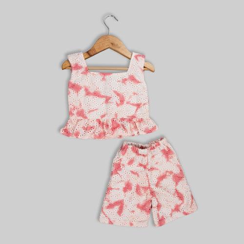 Pink Cotton Hakoba Co-ord Set For Girls