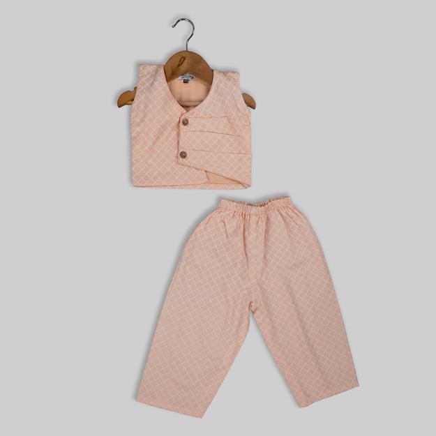 Peach Cotton Co-ord Set For Girls