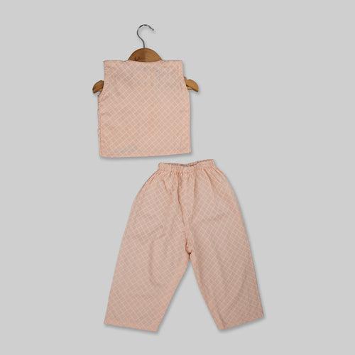 Peach Cotton Co-ord Set For Girls