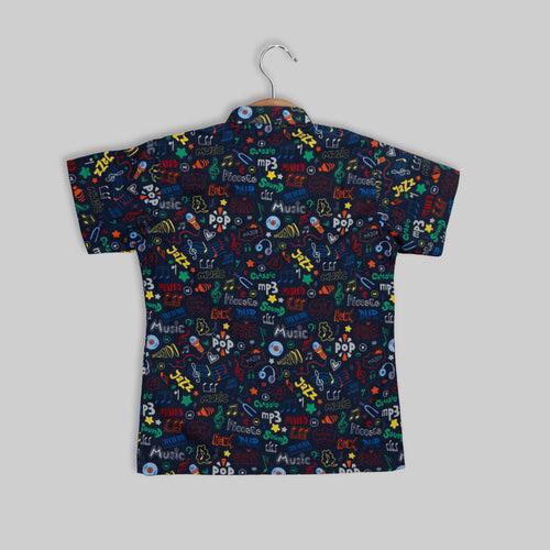 Blue Cotton Printed Shirt for Boys