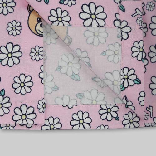 Pink Cotton Printed Sleepwear For Girls