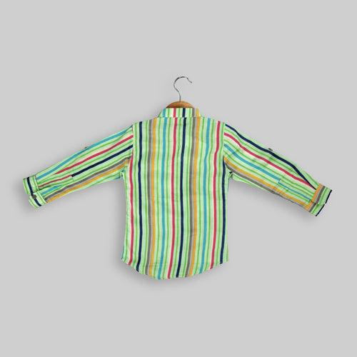 Green Cotton Kurta Shirt For Boys