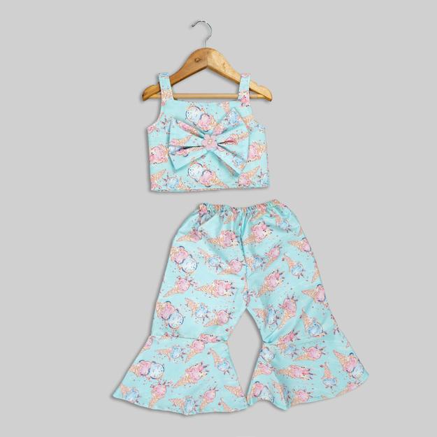 Pre Order: Blue Ice-cream Printed Co-ord Set For Girl