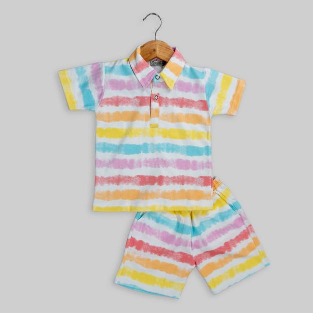 Multicoloured Hosiery Co-ord Set For Kids